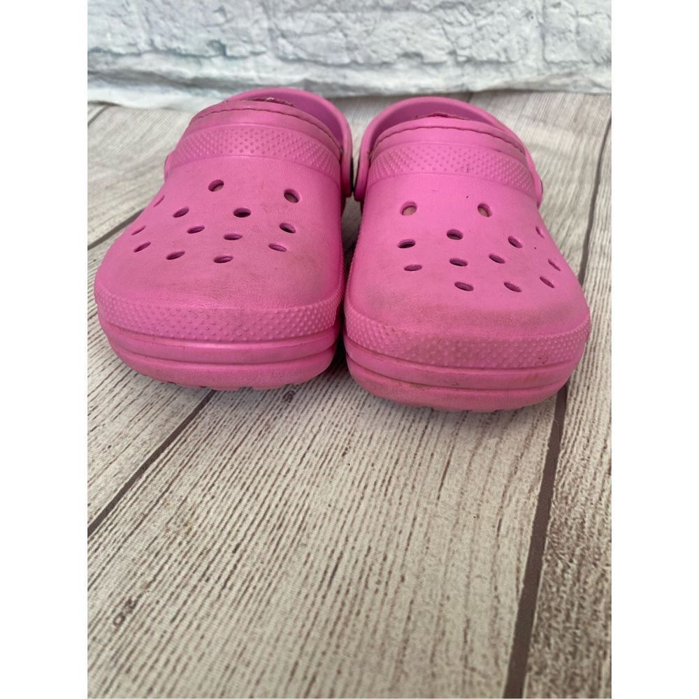 Crocs fur lined claasic clogs w/back strap pink girls C11 - Picture 7 of 8